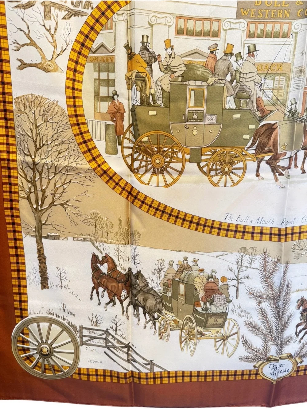 🌈 Hermes L’Hiver en Poste Carre 90 Silk Scarf